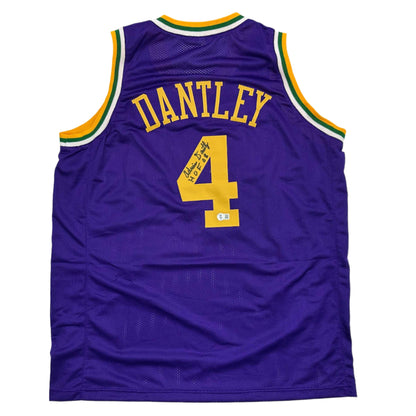 Autographed/Signed Adrian Dantley HOF 2008 Utah Purple Basketball Jersey Beckett BAS COA