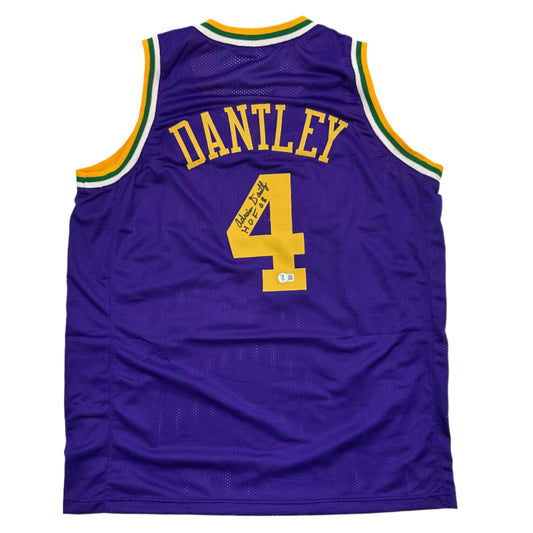 Autographed/Signed Adrian Dantley HOF 2008 Utah Purple Basketball Jersey Beckett BAS COA