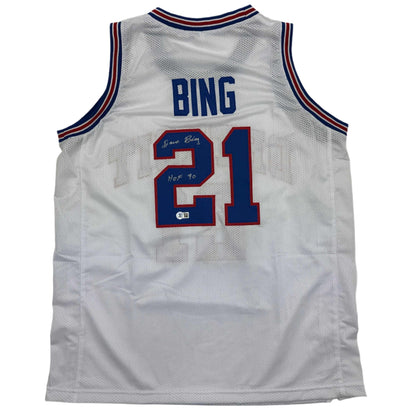 Autographed/Signed Dave Bing HOF 90 Detroit White Basketball Jersey Beckett BAS COA