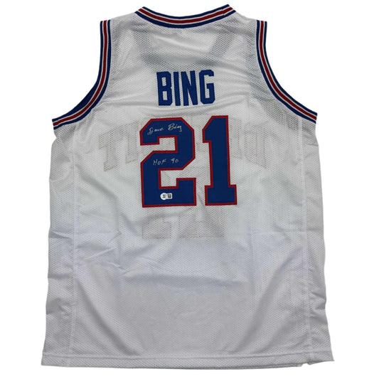 Autographed/Signed Dave Bing HOF 90 Detroit White Basketball Jersey Beckett BAS COA