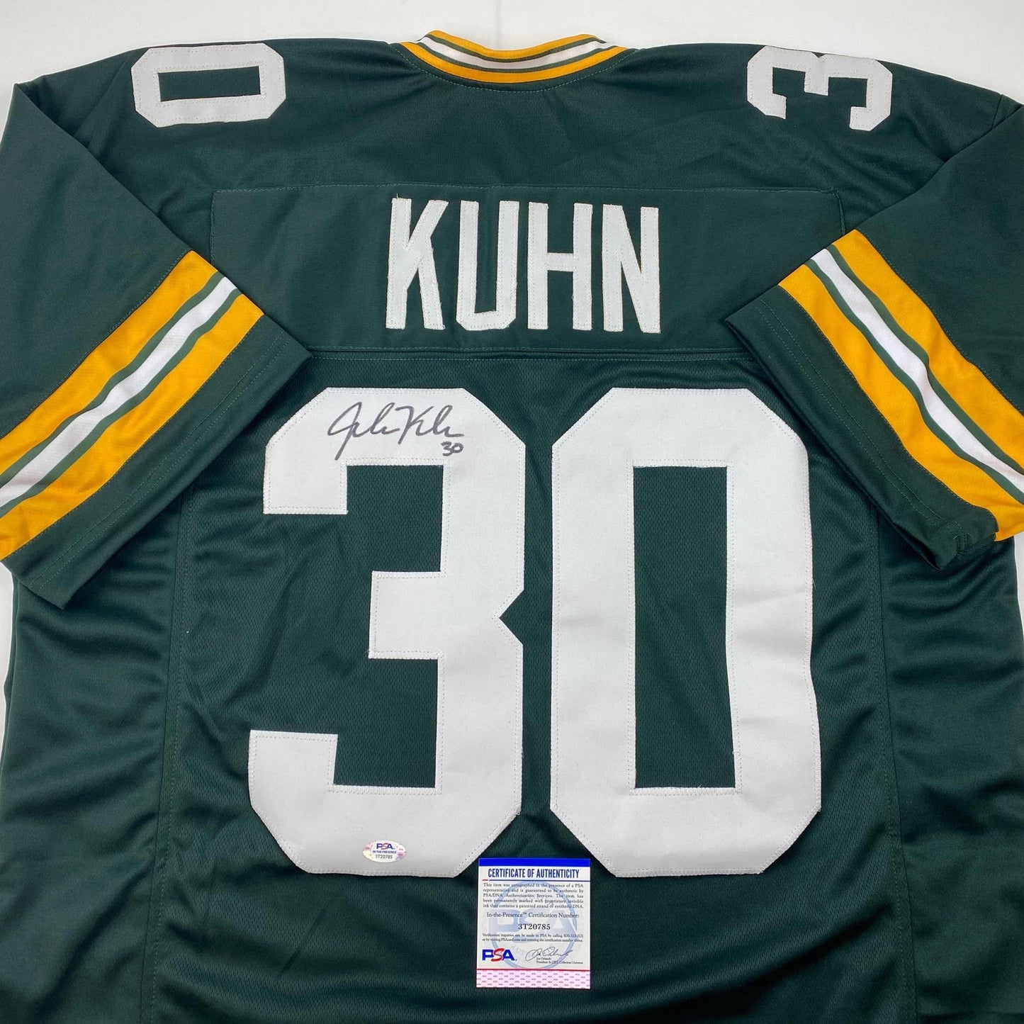Autographed/Signed John Kuhn Green Bay Green Football Jersey PSA/DNA COA