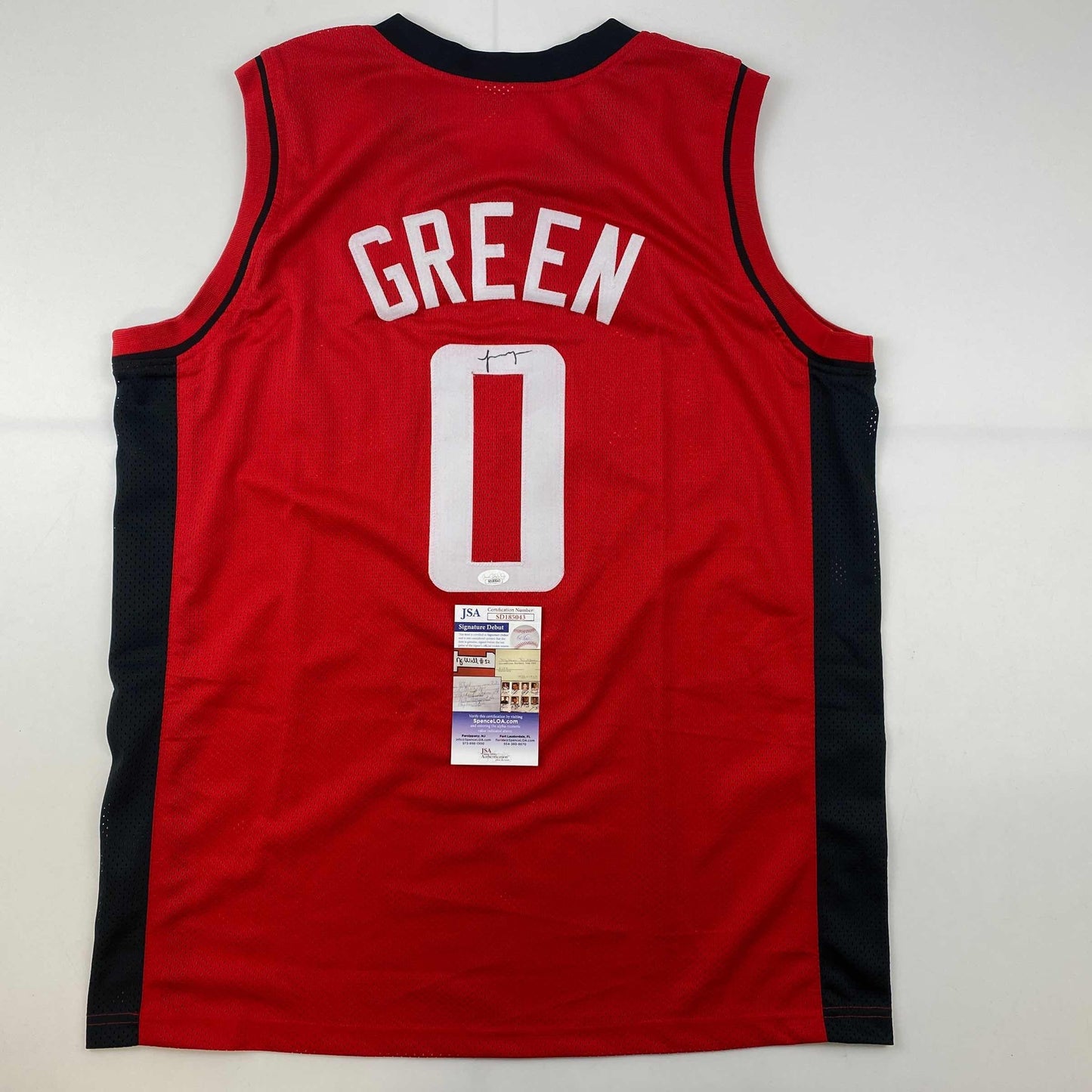 Autographed/Signed Jalen Green Houston Red Basketball Jersey JSA COA