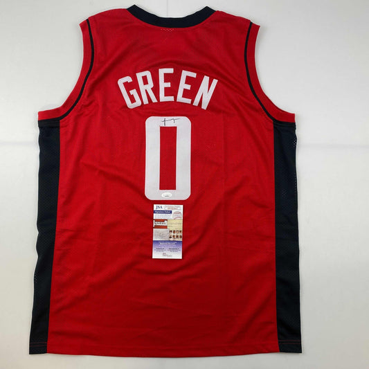 Autographed/Signed Jalen Green Houston Red Basketball Jersey JSA COA