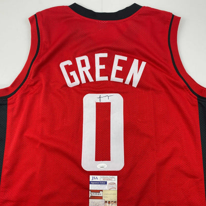 Autographed/Signed Jalen Green Houston Red Basketball Jersey JSA COA