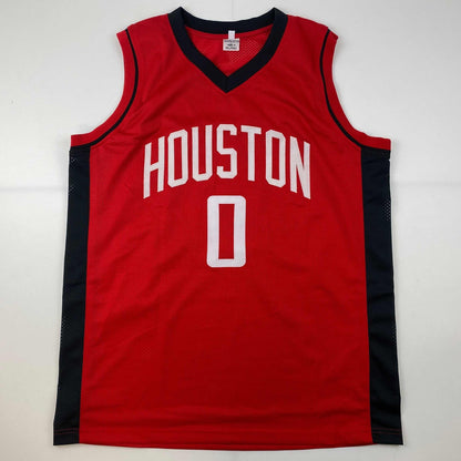 Autographed/Signed Jalen Green Houston Red Basketball Jersey JSA COA