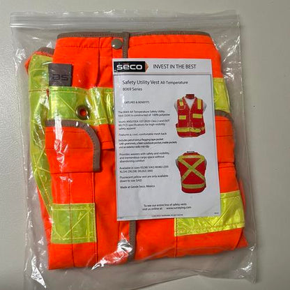 SECO Class 2 Surveyor’s Vest with Mesh Back, Orange, Medium, 44"-46" Chest
