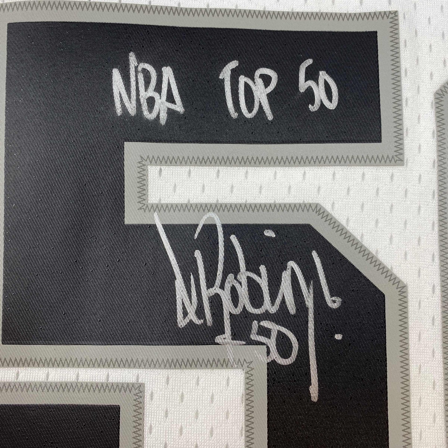 Autographed/Signed David Robinson NBA Top 50 San Antonio Spurs White Authentic M&N Basketball Jersey Beckett BAS COA