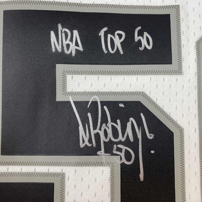 Autographed/Signed David Robinson NBA Top 50 San Antonio Spurs White Authentic M&N Basketball Jersey Beckett BAS COA