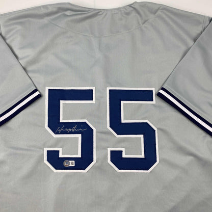 Autographed/Signed Hideki Matsui New York Grey Baseball Jersey Beckett BAS COA