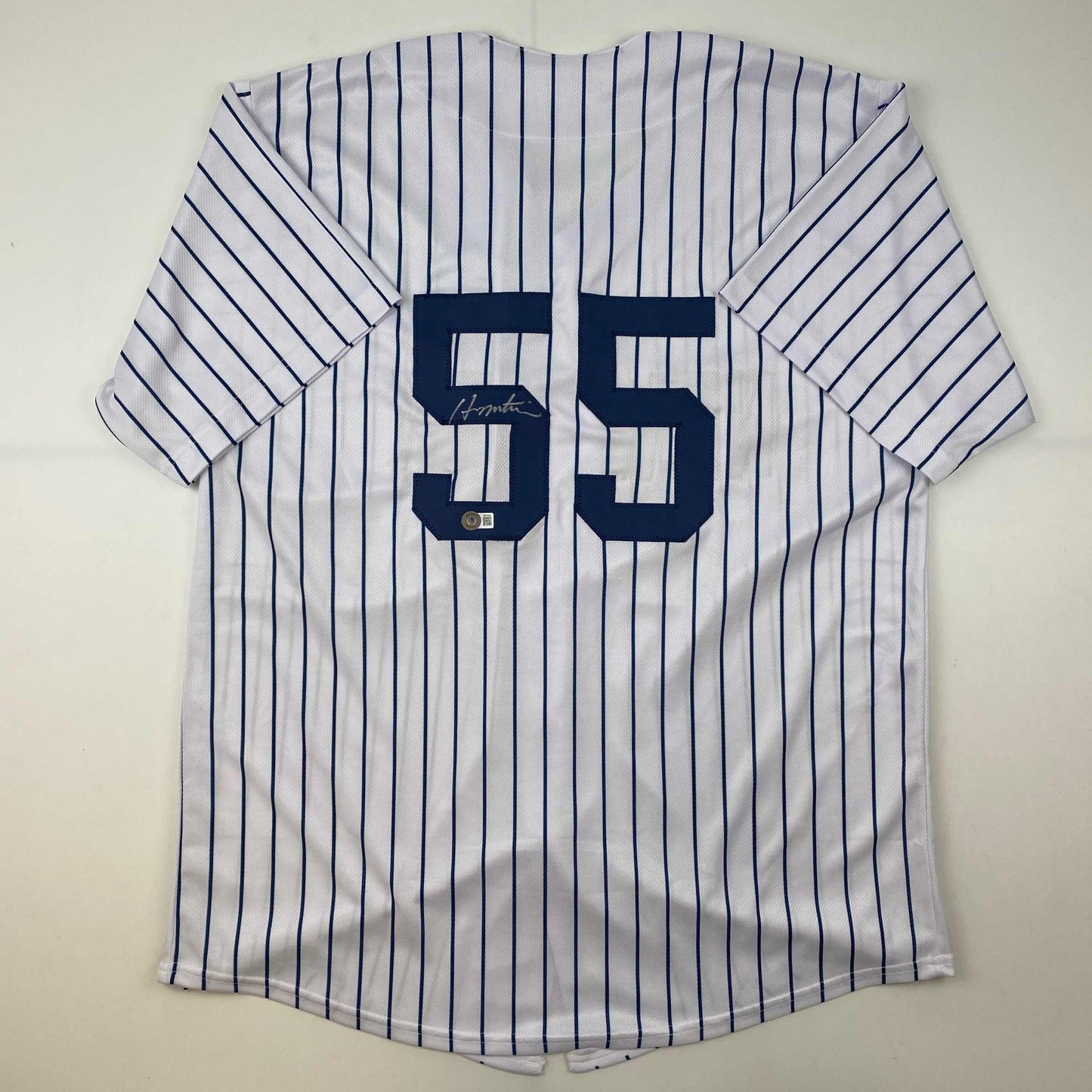 Autographed/Signed Hideki Matsui New York Pinstripe Baseball Jersey Beckett BAS COA