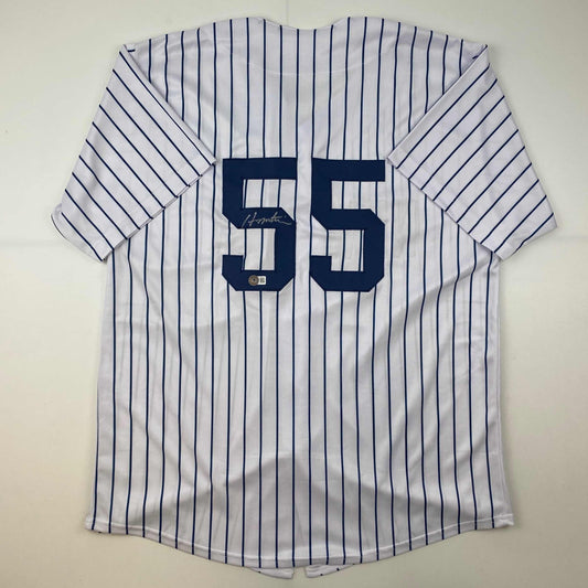 Autographed/Signed Hideki Matsui New York Pinstripe Baseball Jersey Beckett BAS COA