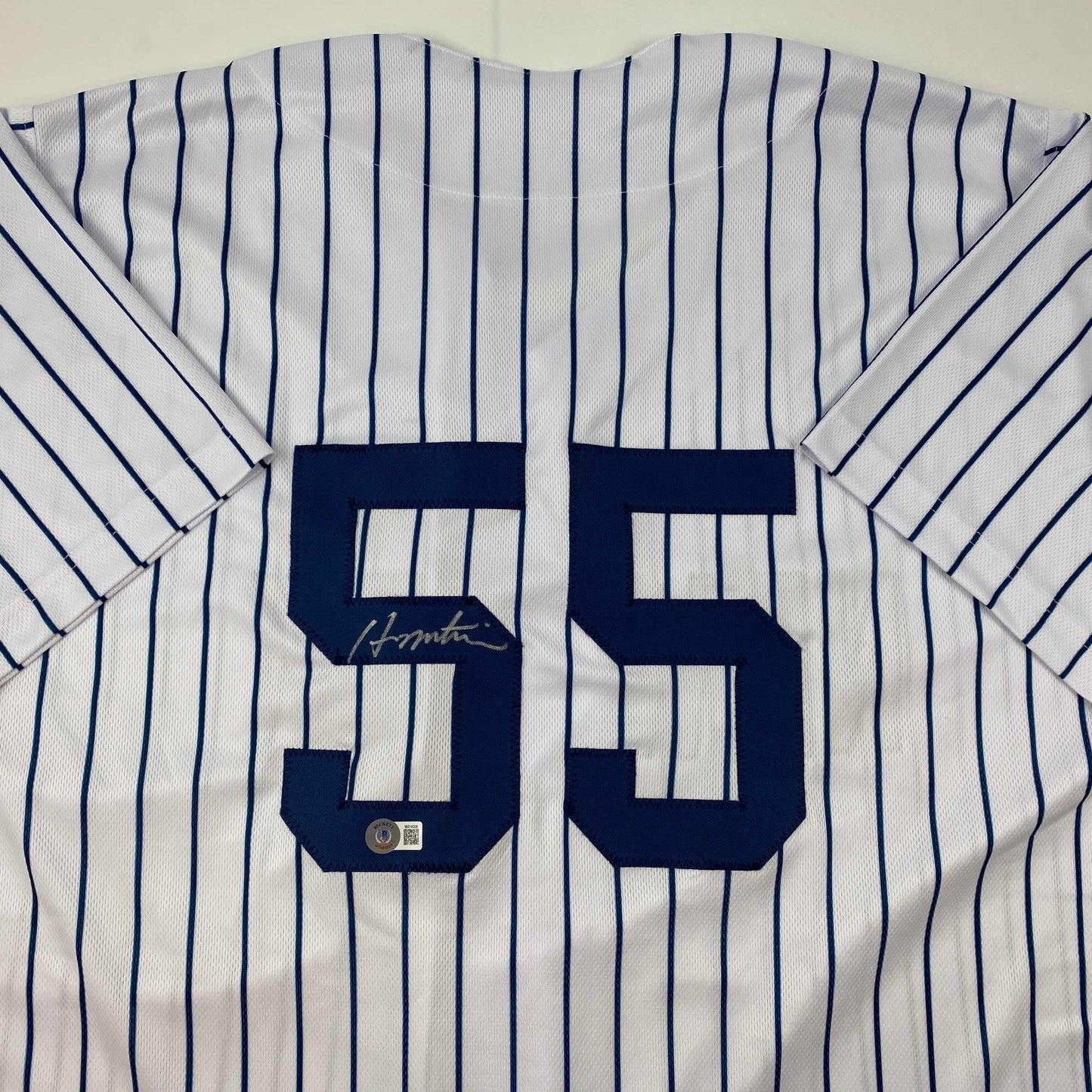 Autographed/Signed Hideki Matsui New York Pinstripe Baseball Jersey Beckett BAS COA