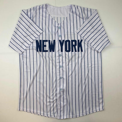 Autographed/Signed Hideki Matsui New York Pinstripe Baseball Jersey Beckett BAS COA