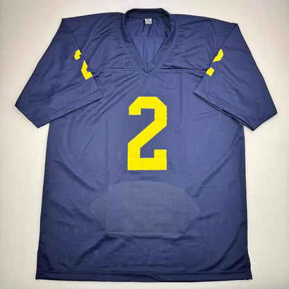 Autographed/Signed Blake Corum Michigan Blue Stat College Football Jersey Beckett BAS COA