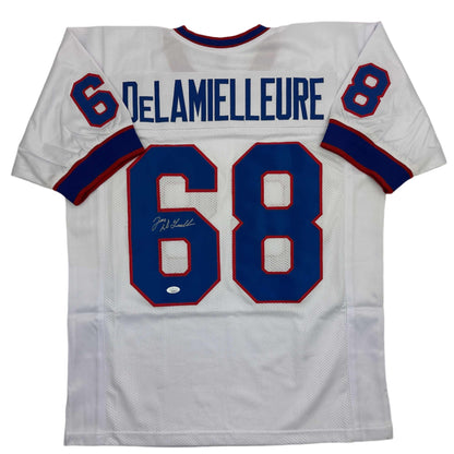 Autographed/Signed Joe DeLamielleure Buffalo White Football Jersey JSA COA
