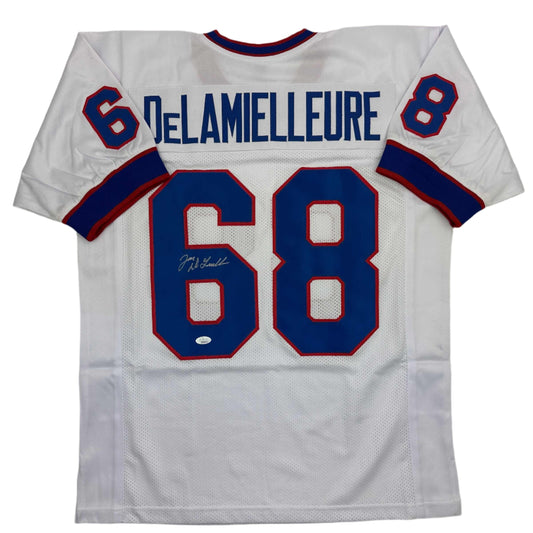 Autographed/Signed Joe DeLamielleure Buffalo White Football Jersey JSA COA