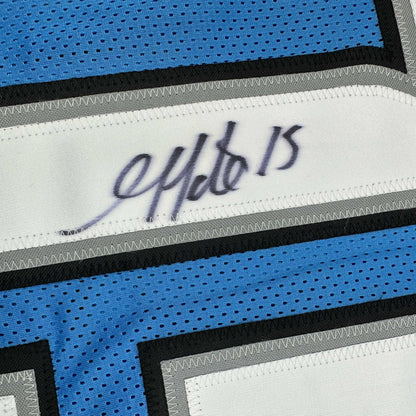 Autographed/Signed Golden Tate Detroit Blue Football Jersey Beckett BAS COA