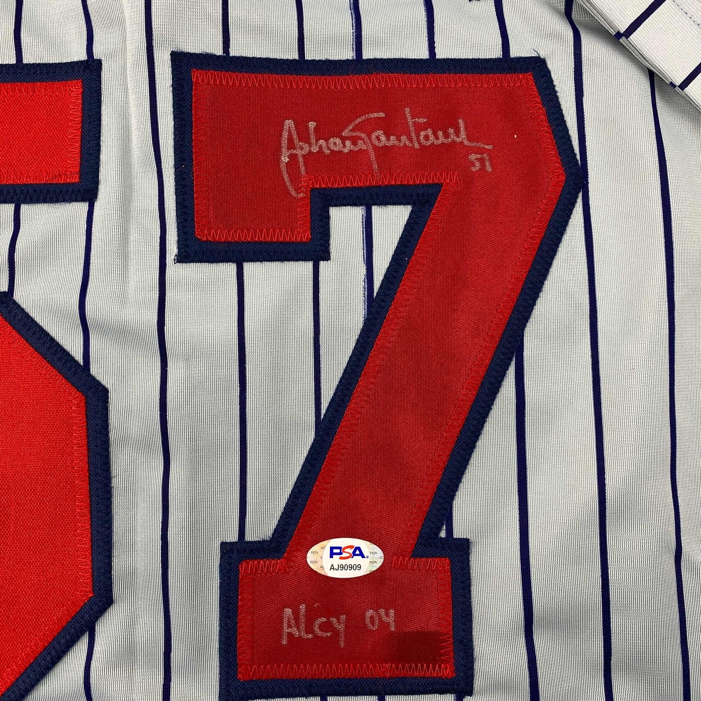 Autographed/Signed Johan Santana Minnesota Grey Pinstripe Baseball Jersey PSA/DNA COA