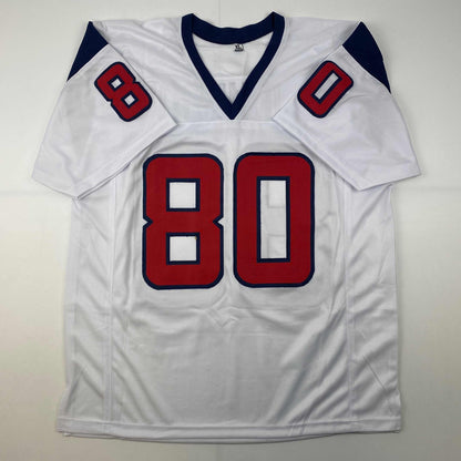 Autographed/Signed Andre Johnson Houston White Football Jersey JSA COA