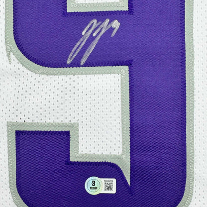 Autographed/Signed J.J. JJ McCarthy Minnesota Winter Warrior White Football Jersey Beckett BAS COA