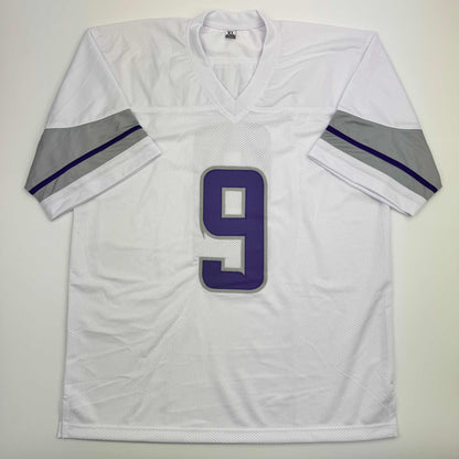 Autographed/Signed J.J. JJ McCarthy Minnesota Winter Warrior White Football Jersey Beckett BAS COA