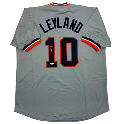 Autographed/Signed Jim Leyland Detroit Grey Baseball Jersey JSA COA
