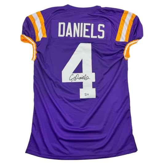 Autographed/Signed CJ C.J. Daniels LSU Purple College Football Jersey Beckett BAS COA