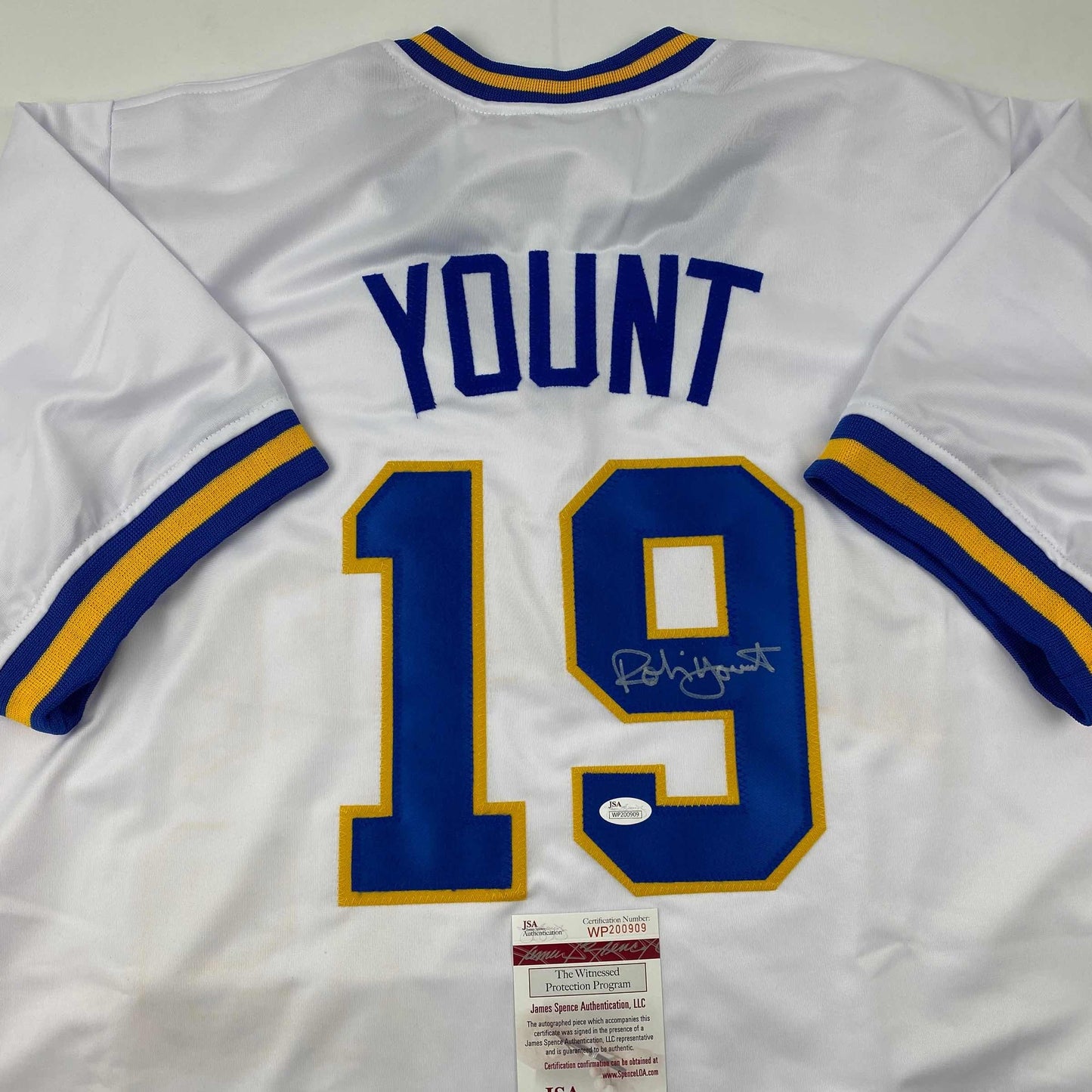 Autographed/Signed Robin Yount Milwaukee White Baseball Jersey JSA COA