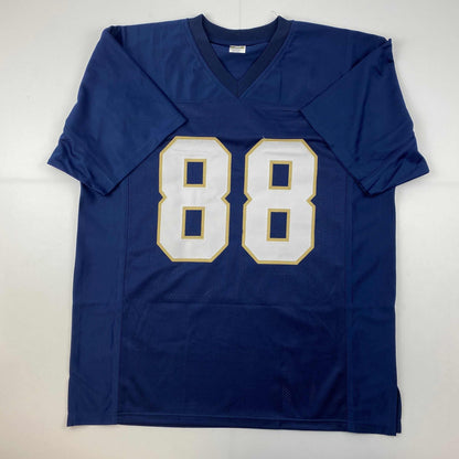 Autographed/Signed Tony Rice 1988 National Champions Notre Dame Blue College Football Jersey JSA COA