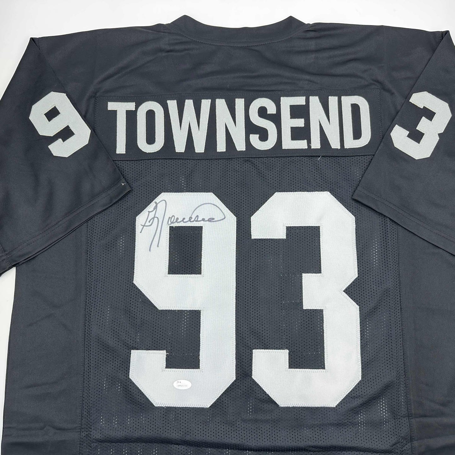 Autographed/Signed Greg Townsend Oakland Black Football Jersey JSA COA
