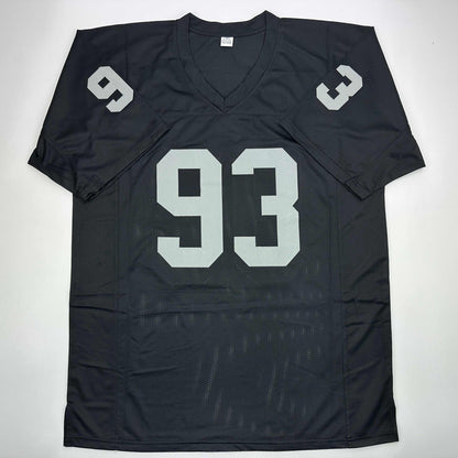Autographed/Signed Greg Townsend Oakland Black Football Jersey JSA COA