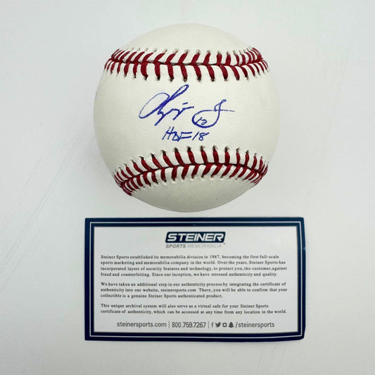 Autographed/Signed Chipper Jones HOF 18 Rawlings Official Major League Baseball ROMLSteiner COA