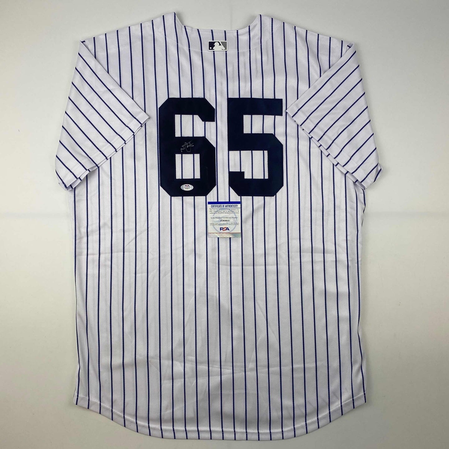 Autographed/Signed Nestor Cortes New York Pinstripe Baseball Jersey PSA/DNA COA