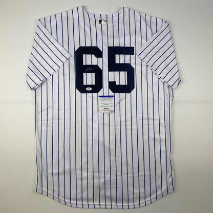 Autographed/Signed Nestor Cortes New York Pinstripe Baseball Jersey PSA/DNA COA