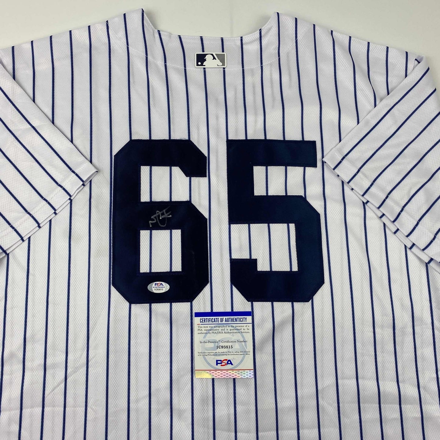 Autographed/Signed Nestor Cortes New York Pinstripe Baseball Jersey PSA/DNA COA