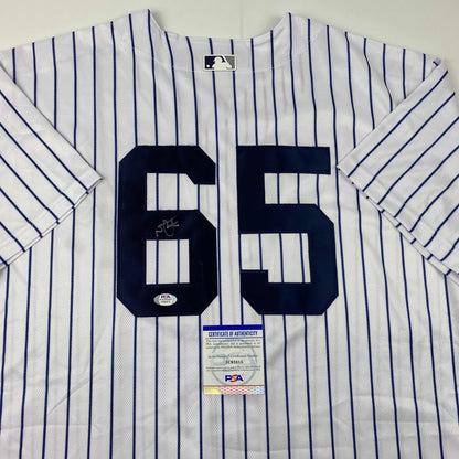 Autographed/Signed Nestor Cortes New York Pinstripe Baseball Jersey PSA/DNA COA