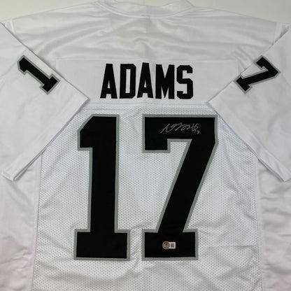 Autographed/Signed Davante Adams Las Vegas Oakland White Football Jersey Beckett BAS COA