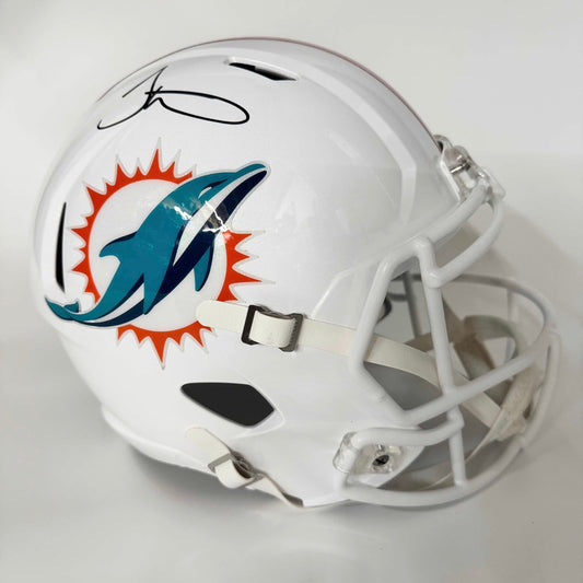 Autographed/Signed Tyreek Hill Miami Dolphins Full Size FS F/S Replica Football Helmet Beckett BAS COA