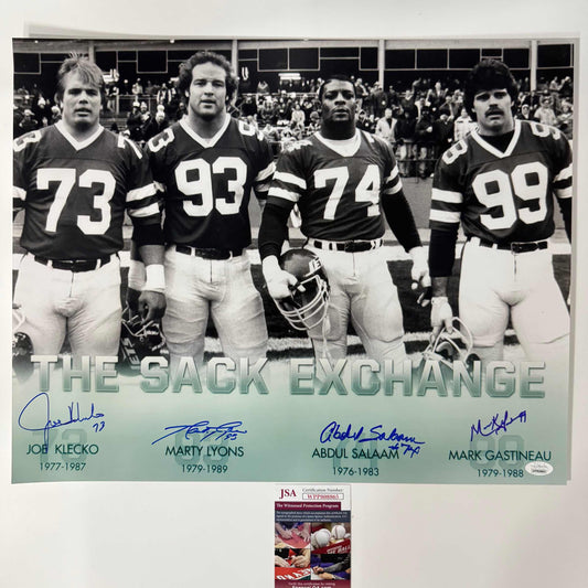 Autographed/Signed Klecko Lyons Salaam Gastineau New York Sack Exchange Jets 16x20 Football Photo JSA COA