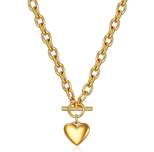 Puffed Heart Necklace. Bracelet & Earring Set