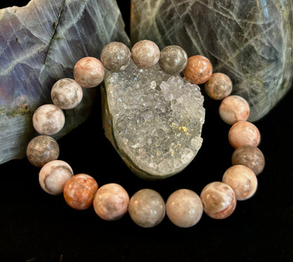 Reiki-Infused Pink Zebra Jasper Bracelet for Stress Relief, Emotional Balance & Vacation Vibe Elegance (8mm & 10mm)