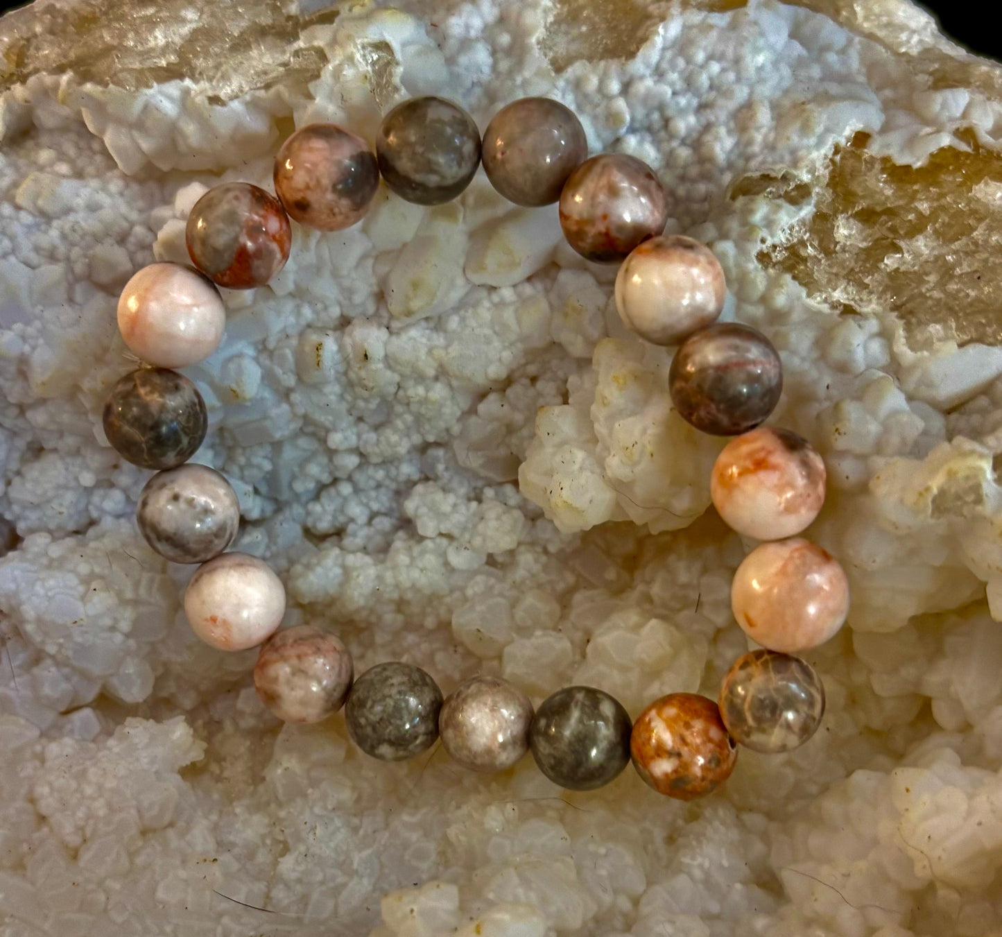 Reiki-Infused Pink Zebra Jasper Bracelet for Stress Relief, Emotional Balance & Vacation Vibe Elegance (8mm & 10mm)