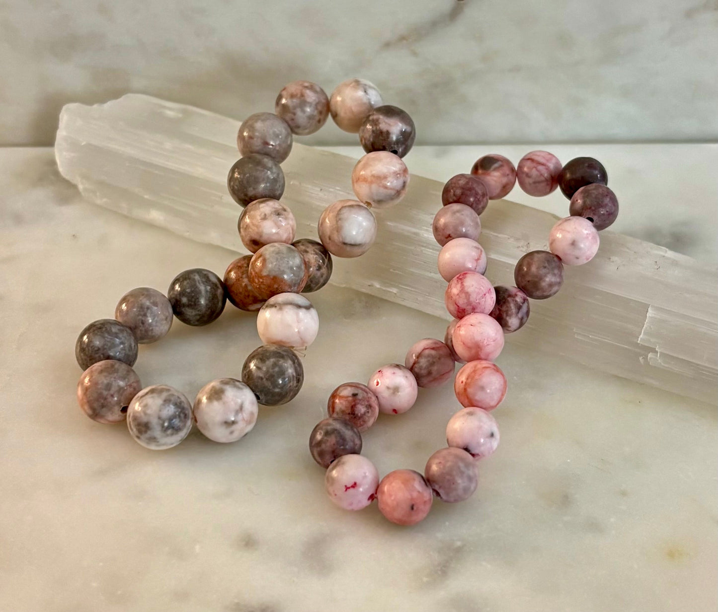 Reiki-Infused Pink Zebra Jasper Bracelet for Stress Relief, Emotional Balance & Vacation Vibe Elegance (8mm & 10mm)