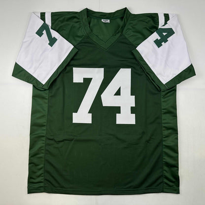 Autographed/Signed Nick Mangold New York Green Football Jersey JSA COA