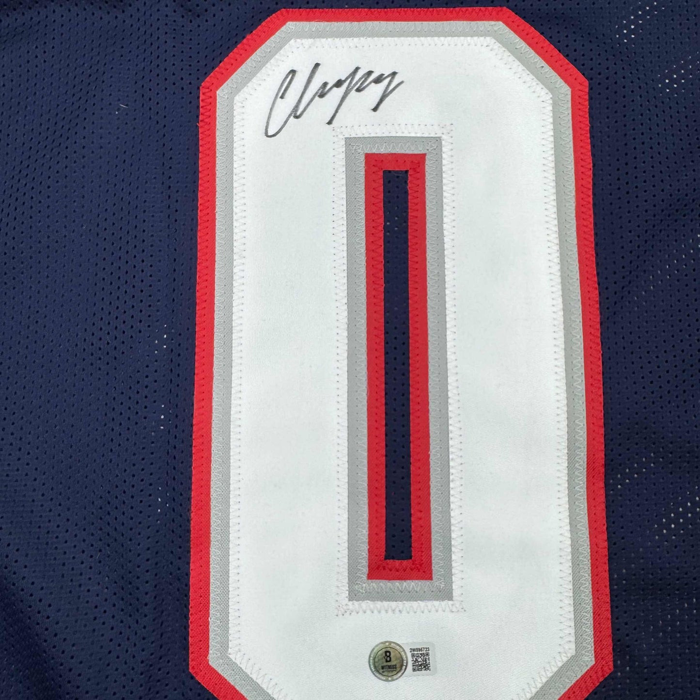 Autographed/Signed Christian Gonzalez New England Blue Football Jersey Beckett BAS COA