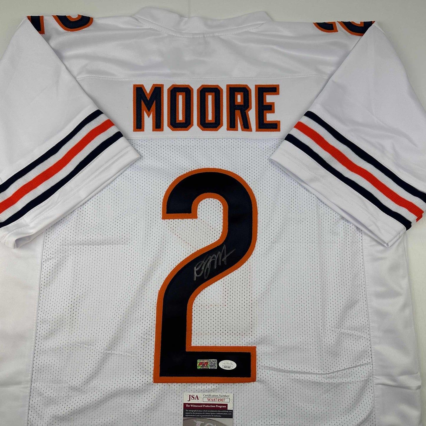 Autographed/Signed D.J. DJ Moore Chicago White Football Jersey Beckett BAS COA