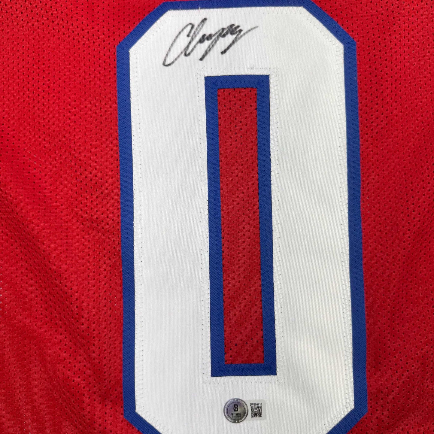 Autographed/Signed Christian Gonzalez New England Red Football Jersey Beckett BAS COA