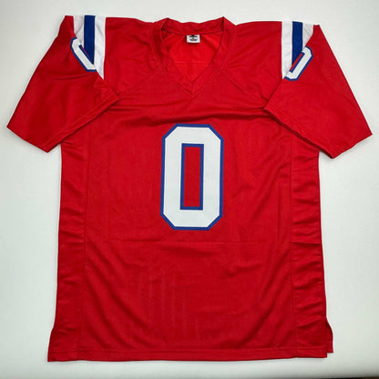 Autographed/Signed Christian Gonzalez New England Red Football Jersey Beckett BAS COA