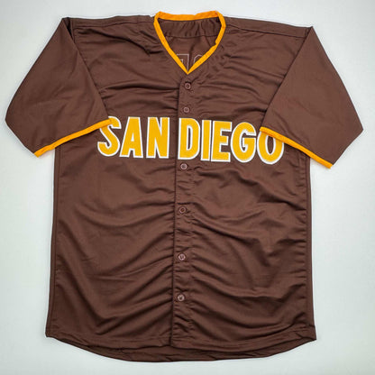 Autographed/Signed Jackson Merrill San Diego Brown Baseball Jersey Beckett BAS COA