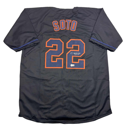 Autographed/Signed Juan Soto New York Black Baseball Jersey Beckett BAS COA